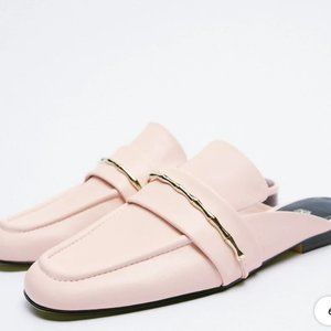 Pink Zara loafers mules flat size 9